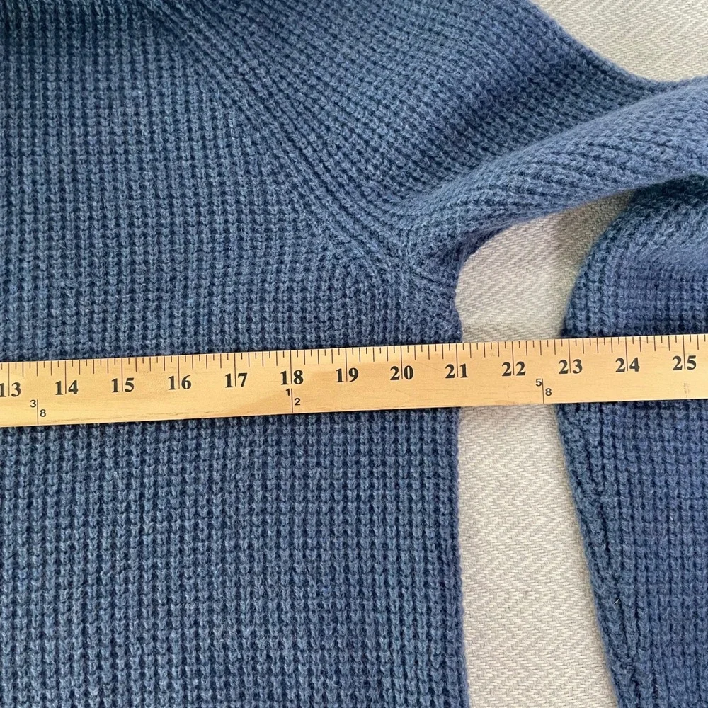 Banana Republic Sweater Men M Blue Wool Blend Waffle Knit Mock Neck Old Money